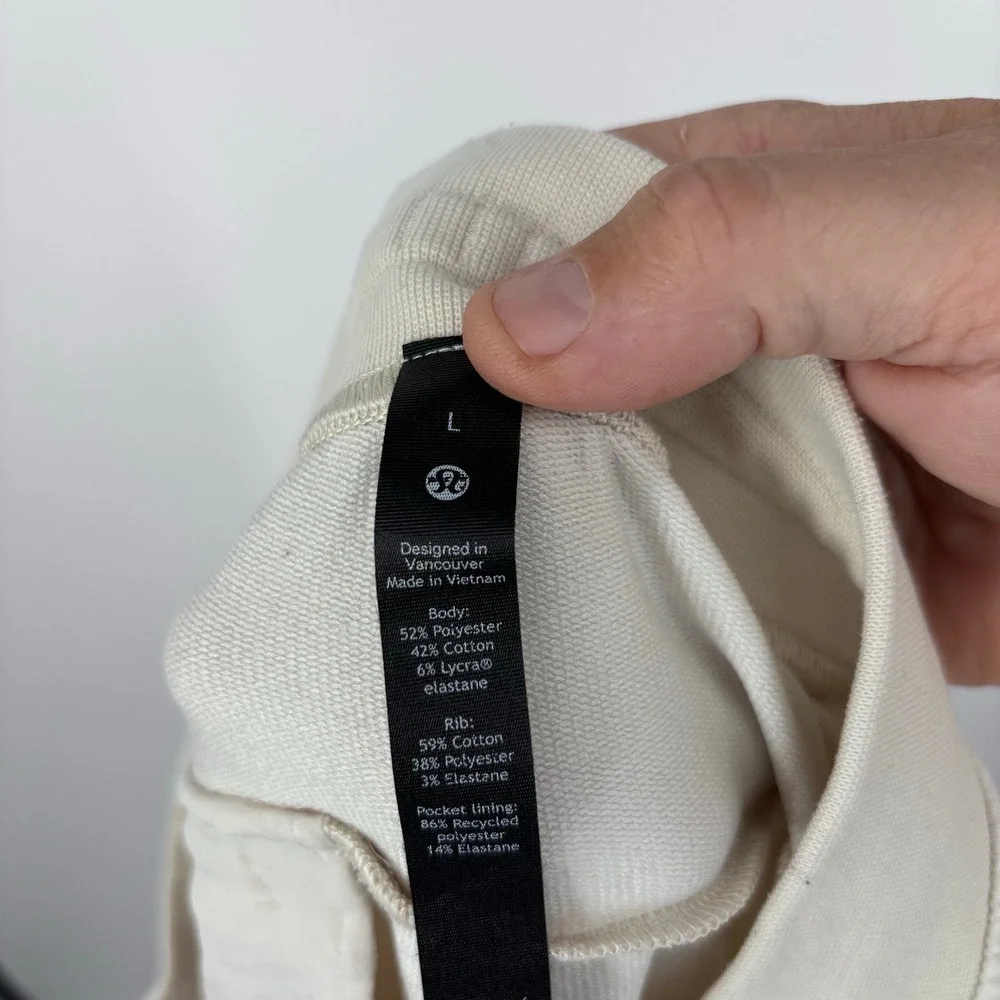 Lululemon City Sweat Joggers Mens Large Bone White Athletic Training Sweatpants